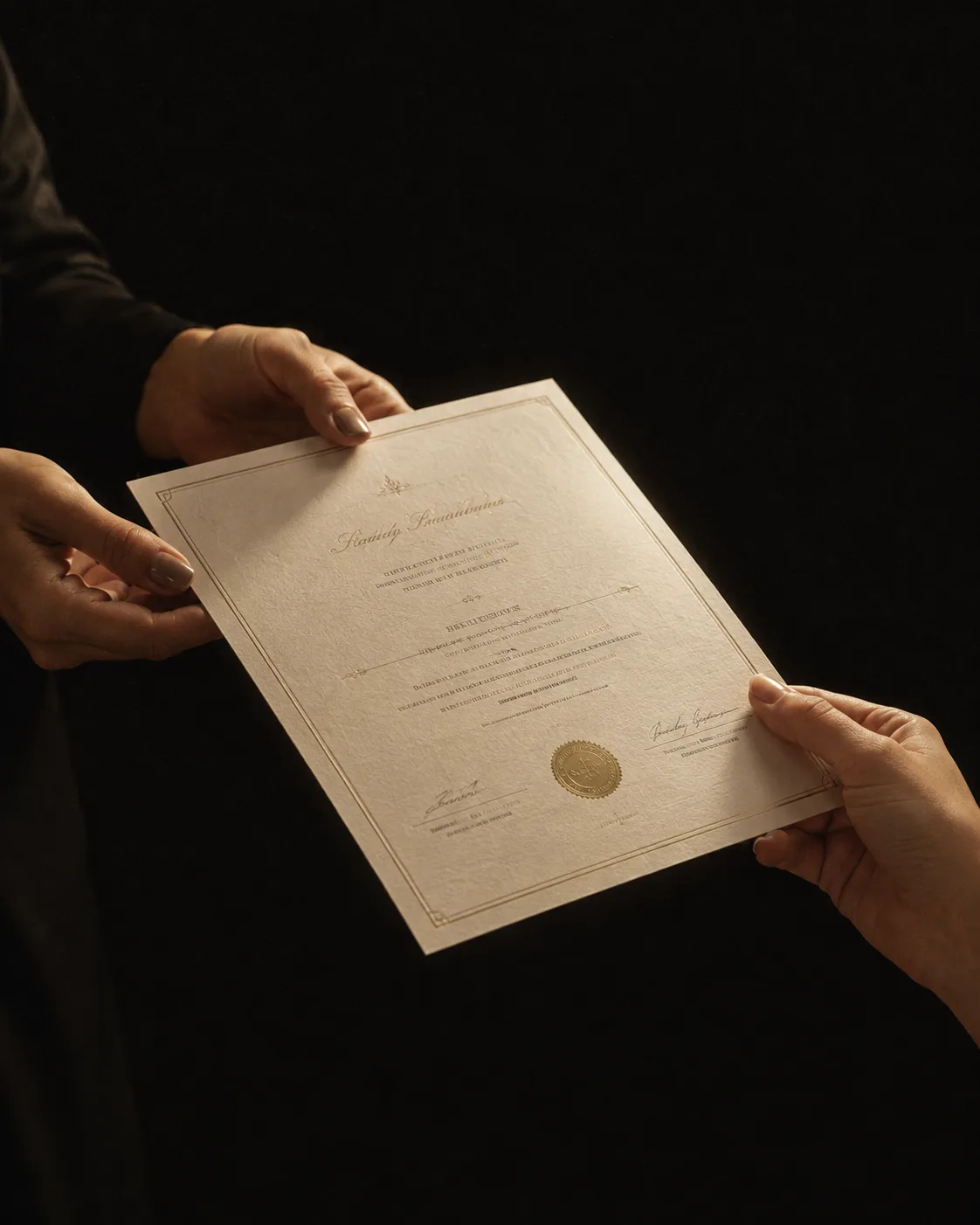 A Skin Bar Spa certificate being handed to a graduate