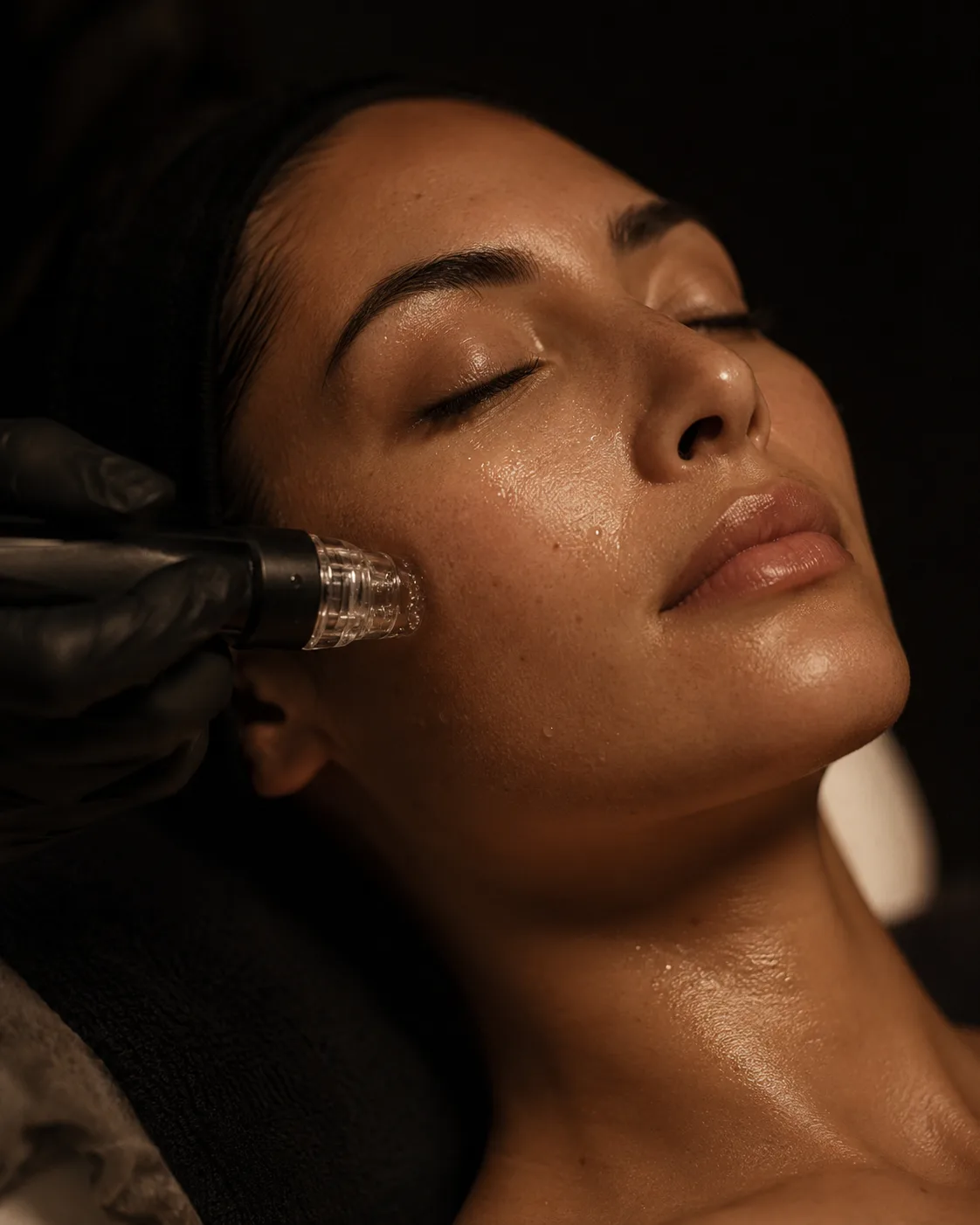 A hydrafacial treatment in progress